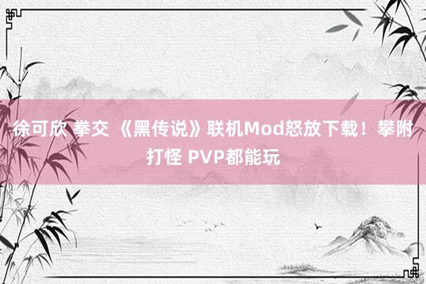 徐可欣 拳交 《黑传说》联机Mod怒放下载！攀附打怪 PVP都能玩
