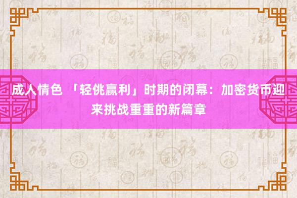 成人情色 「轻佻赢利」时期的闭幕：加密货币迎来挑战重重的新篇章