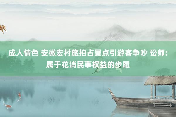 成人情色 安徽宏村旅拍占景点引游客争吵 讼师：属于花消民事权益的步履